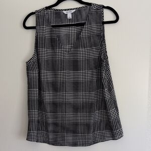 Nine West Houndstooth Black and White Sleeveless‎ Blouse, Size L